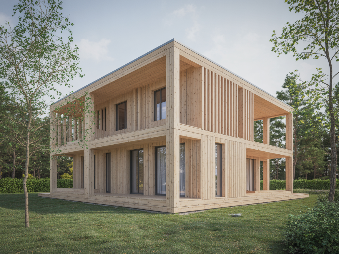 Team di Italy Golden House al lavoro su struttura in legno moderno
